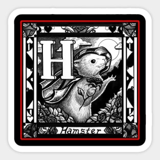 H is for Hamster - Red Outlined Version Sticker